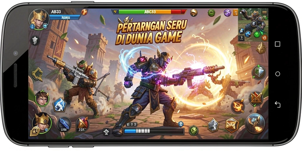 Tampilan gameplay <strong>ABC33</strong> yang menegangkan dengan karakter bertarung.