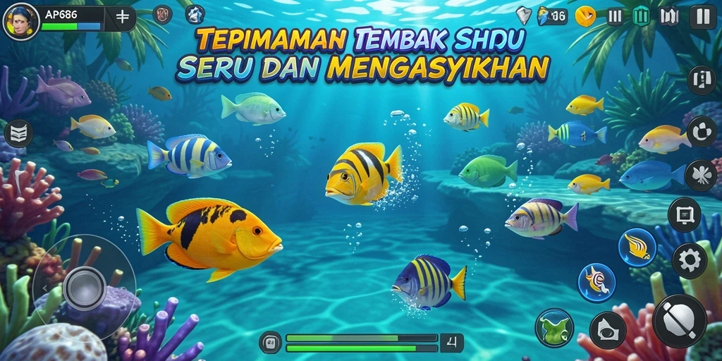 Tampilan gameplay AP686 yang seru dalam mengincar ikan.