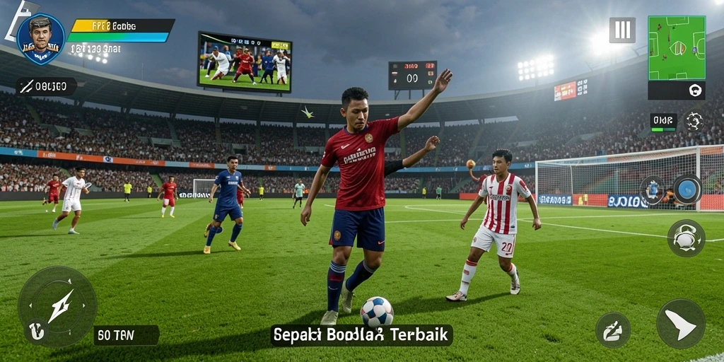 Tangkapan layar utama F7F7 menampilkan aksi sepak bola yang menegangkan.