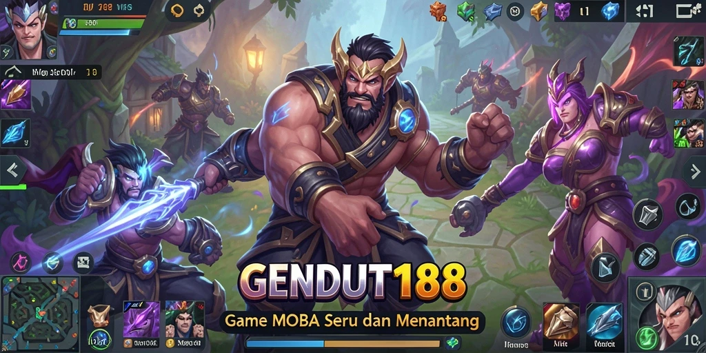 Tangkapan layar gameplay GENDUT188 yang menampilkan aksi tim MOBA.