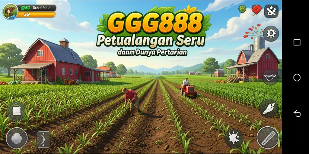 Tangkapan layar utama GGG888 menunjukkan pemain bercocok tanam dalam suasana yang ceria.