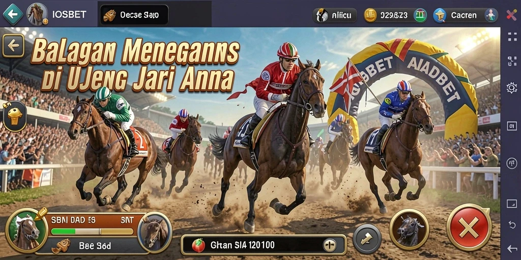 Screenshot utama IOSBET menampilkan aksi balapan intens yang seru.