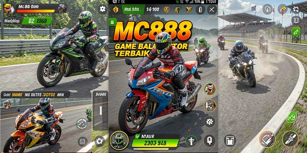 Gameplay seru dengan kecepatan tinggi di MC888, balap motor yang mendebarkan.