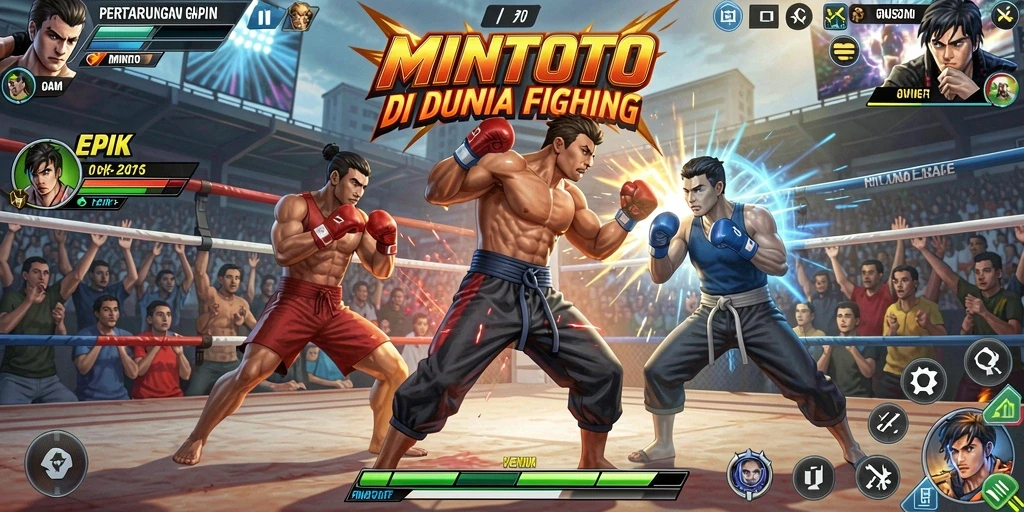 Tampilan epik gameplay MINTOTO dengan pertarungan yang mendebarkan.