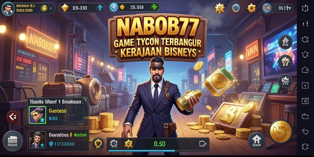 Screenshot utama NABOB77 menampilkan gameplay seru dan strategi bisnis.