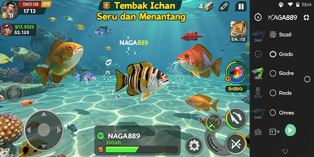 Screenshot NAGA889 menampilkan aksi tembak ikan yang seru.
