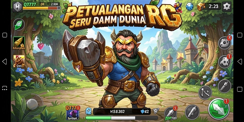 Tampilan gameplay QT777 dengan aksi pertarungan RPG yang menegangkan.