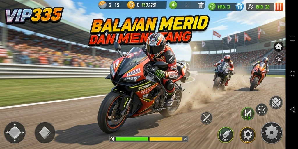 Gameplay seru dengan motor balap yang menakjubkan.