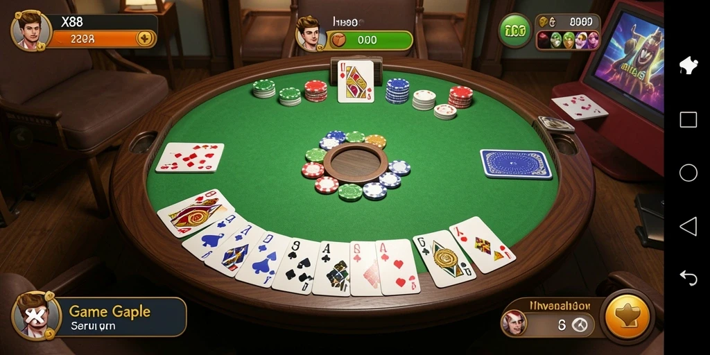 Screenshot gameplay X88 menunjukkan keseruan bermain Gaple.